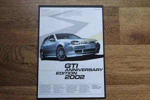 Original 2002 VW GOLF GTi ANNIVERSARY EDITION advert frame-ready wall-art - Picture 1 of 2