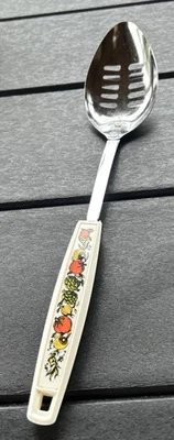 Ekco Chrome Plated Slotted Spoon Utensil Spice of Life Handle Vegetable USA - Image 1 of 4