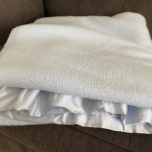 Vintage Soft Acrylic Thermal Waffle Weave Blue Blanket Twin? 78x82” Satin Trim - Picture 1 of 3