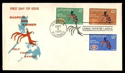 Mayfairstamps Filipinas FDC 1970 Ayuda a Combatir el Cáncer Primer Día Cubierta aau_90963 Foto 1 de 2