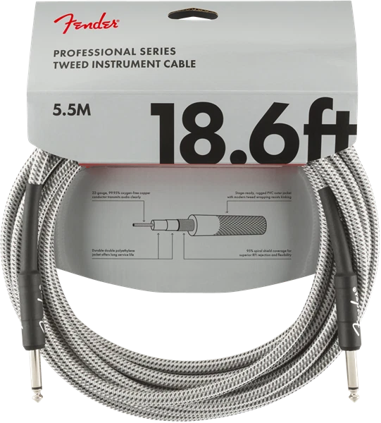 Cable de Instrumento Fender Serie Profesional, Tweed Blanco - 18.6 Pies Foto 1 de 2
