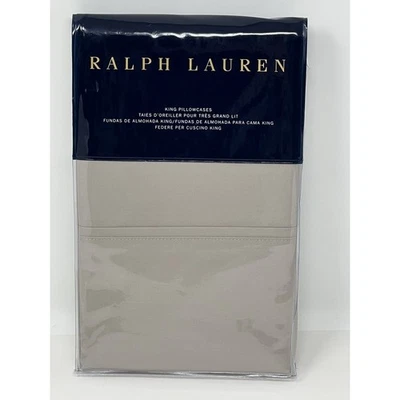 Ralph Lauren RL 464 KING Pair Pillowcases "Pale Flannel" Cotton Percale Set Of 2 - Image 1 of 4