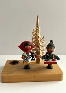 Candelabro de madera de colección experto Erzgebirge niños y árboles niño niña regalos LEER - Imagen 1 de 13