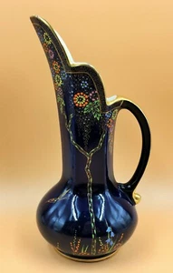 Crown Devon Fieldings Art Deco cobalt lustre gilt & enameled jug/pitcher. A127. - Picture 1 of 10