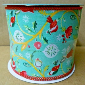 The Pioneer Woman Teal BIRD OGEE 3" Decorative Ribbon 21ft Each **New** - Picture 1 of 3