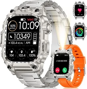 2.01'' Military Smart Watch for Men's Bluetooth Smartwatch For iPhone/Android - Picture 1 of 27