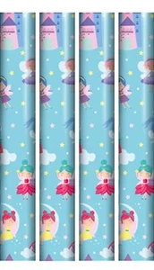 10m Gift Wrapping Paper 4x2.5m Rolls - Fairy Princess and Castles - Picture 1 of 1