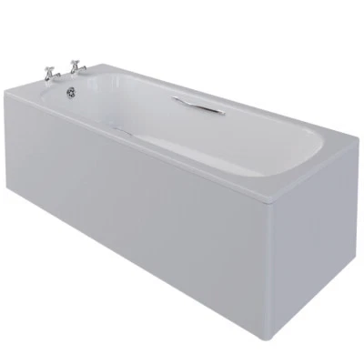 AKW Steel Bathtub with Legs, Handles, Plug/Chain, Waste & Overflow - All Sizes