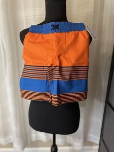 Cat & Jack Boys Size XS Orange Blue Stripe Swim Shorts Trunks NWT Free SPF50+ - Picture 1 of 2