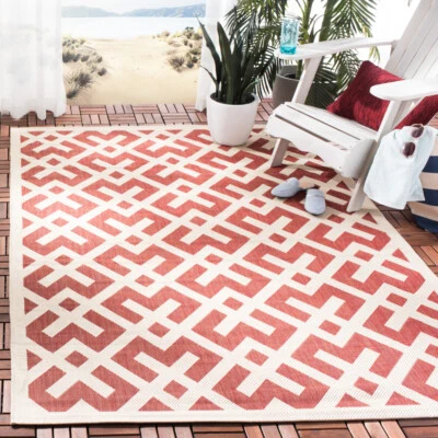 SAFAVIEH Outdoor CY6915-238 Courtyard Collection Red / Bone Rug - Image 1 of 4