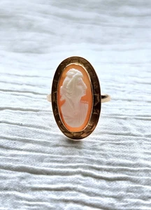 Bague camée sardonyx en or rose 10 carats - Taille 5,5 - 2,71 grammes - Ancienne victorienne - Photo 1 sur 16