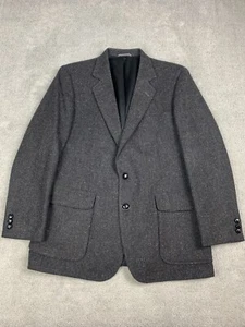 Vintage Imperial by Haggar 42R Blazer Gray W/ Fleck Tweed Herringbone Sport Coat - Picture 1 of 19