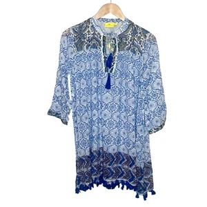 Roberta Roller Rabbit Serafina Tunic Womens Small Tasseled Boho Art To Wear - Picture 1 of 10
