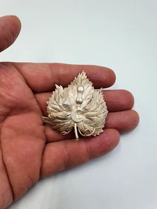 Schöne Vintage massives Silber Traubenblatt Pin Brosche - Bild 1 von 7
