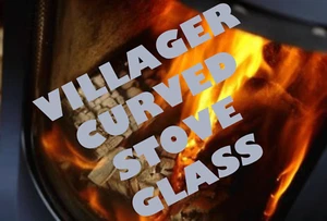 CURVED VILLAGER STOVE GLASS - CONCAVE HIGH DEFINITION SCHOTT ROBAX STOVE GLASS - Picture 1 of 6