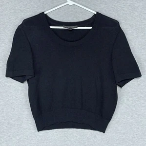 St John Basics Black Santana Knit Round-Neck Short Sleeve Top Women’s Size Small - Picture 1 of 7