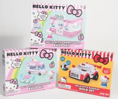 3x NEW Sanrio Hello Kitty Build Sets - Ice Cream Truck, Sweet Shop, Racecar - Image 1 of 3