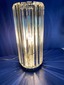 Vintage Crystal Prism Cylinder Table Lamp 14 3/4" Tall Beautiful - Picture 1 of 7