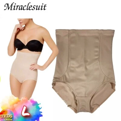 NUEVO SIN ETIQUETAS Miraclesuit Para Mujer L Extra Firme Control Abdomen Cintura Alta Calzoncillo 2915 Desnudo Foto 1 de 4