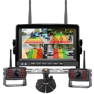 Digital Wireless 7" DVR Monitor Split Screen 2x BSD Zoom Backup Camera For Truck - Picture 1 of 24