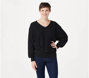 NYDJ V-Neck Dolman Sleeve Sweater-Black-Medium-NEW-A389701 - Picture 1 of 1