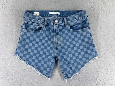 Pantalones Cortos Pacsun Mujer 30 Azul Denim Jean Corte Cuadros Patrón Mezcla Algodón 29x5 Foto 1 de 4