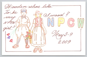 National Postcard Week Wooden She Like to Be My NPCW Girl 2009 Dutch Tulips - Picture 1 of 2