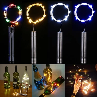 Botella de vino tapón de corcho hadas cadena luces boda fiesta decoración batería Foto 1 de 4