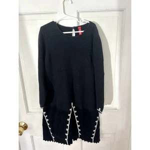 Hanna Andersson Girls Size 8 Long Sleeve Dress Black/White Embroidered detail - Picture 1 of 3