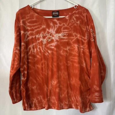 Blusa de malha bordada HARLEY DAVIDSON logotipo tingido motociclista feminina GG - Imagem 1 de 4