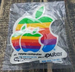 Vintage Original 1980s Apple Macintosh Computer Logo Rainbow Decal Stickers - Afbeelding 1 van 5