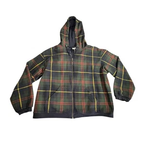 VTG Talbots Jacket Womens L Blue Green Tartan Plaid Hoodie Full Zip Sweatshirt - Picture 1 of 11