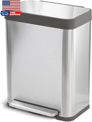 Bote de basura de cocina de gran capacidad de 13 galones alto de acero inoxidable cuerpo sin revestimiento Foto 1 de 4