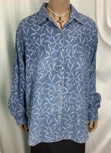 Jeanshemd Blumen Knöpfe Damen XL ohne Etikett TMH250201/TB2 - Bild 1 von 7