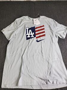 NWT Nike Los Angeles Dodgers Men's XL Grey American Flag USA T-Shirt