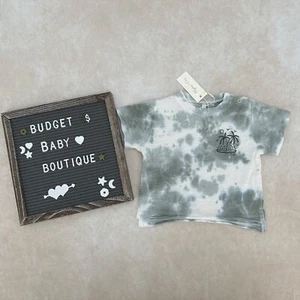 NWT RYLEE + CRU Green Tie Dye Raw Edge Tee Shirt Size 3-6 Months - Picture 1 of 3