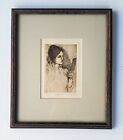 Ltd Riva Wolf Etching "Reflection" - Woman with Hand Mirror - New Mexico Artist