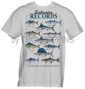 1-MENS WEAR-SALTWATER RECORDS #0 BIG GAME SPORTS CHARTER FISHING GRAPHIC T-SHIRT