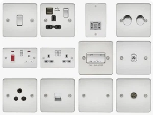 LIGHT SWITCHES & SOCKETS FLATPLATE SCREWHEAD POLISHED CHROME KNIGHTSBRIDGE RANGE - Picture 1 of 15