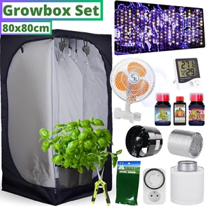 Growbox Komplettset LED 80x80 Gewächshaus Growtent Zuchtzelt Pflantzenzelt 200W - Bild 1 von 11