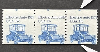 53868 US Stamp Scott #1906 17c Major Cut Errors MNHOG Great EFO Strip 3 - Image 1 of 2