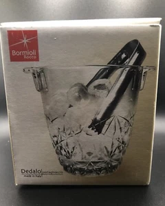 Bormioli Rocco Dedalo Crystal Ice Bucket & Stainless Steel Tongs 30.5 oz - Picture 1 of 6