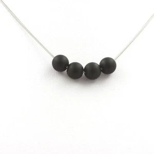 Piedras Y Minéraux. Collar 4 Cuentas Onyx Negro Mate 8 MM Cadena Acero - Imagen 1 de 3