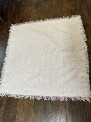 Пастельный розовый белый ребенка одеяло винтажный вязаный 38 x 38 розовый белый узор шикарный - Изображение 1 из 4