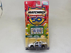 MATCHBOX-ACROSS AMERICA 50TH BIRTHDAY SERIES-VIRGINIA CHEVY IMPALA POLIC-ON CARD - Picture 1 of 5