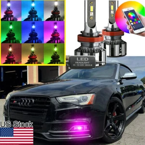 2x H8 H11 LED RGB Multi Color Phone Control Fog Light Bulb For Audi A3 A4 Q5 Etc - Picture 1 of 10