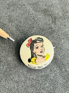 VINTAGE 1940s Kellogg's Pep Cereal, "Tillie the Toiler" Premium Button Pin Back - Picture 1 of 2