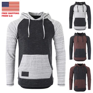 ZIMEGO langärmeliger Kapuzenpullover für Herren - leichter farbiger Blockpullover mit Kapuze - Bild 1 von 18
