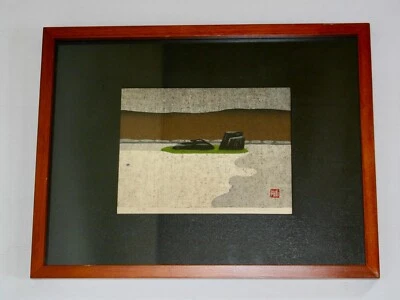 Masao Ido “rock garden” IMPRESIÓN EN MADERA ORIGINAL 1983 Autógrafo Foto 1 de 4