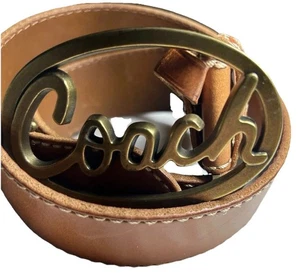COACH~*SEHR- SELTEN/VINTAGE* brauner Leder COACH Gürtel mit großer Schnalle - Bild 1 von 5